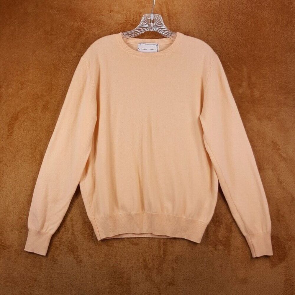 LINGUA FRANCA Sweater Womens Large Peach Pullover Crew 100% Cashemere